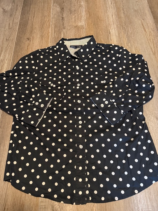 Jones New York Tops - Women’s Jones New York Signature Black and White Polka Dot Long Sleeve Shirt